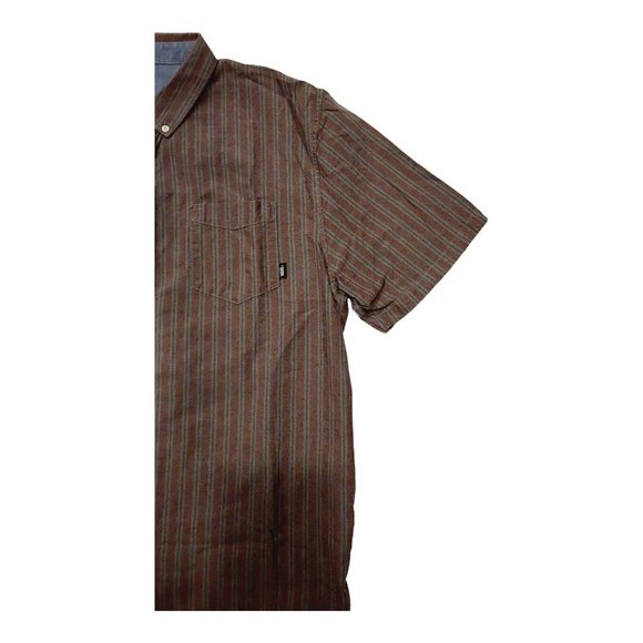Vans Men's Shirt Button Up Classic Fit Short Sleeve Pocket Striped X-Large - Picture 4 of 8